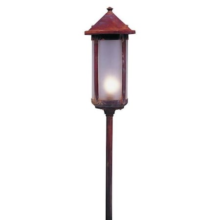 Arroyo Craftsman Low Voltage 6" Berkeley Long Body Stem Mount, Black, Amber Mica Glass LV12-B6LM-BK